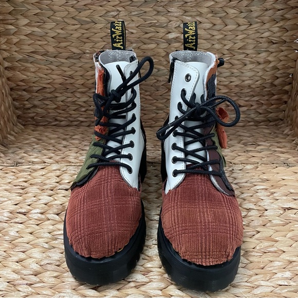 Dr. Martens Custom Jadon Platform Smooth White Leather Mixed Tile Patchwork Boot - Picture 5 of 13